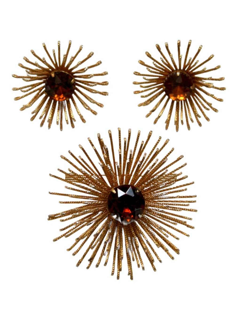Vintage Sarah Coventry Atomic Starburst Brooch and Earrings - Picture 6 of 6